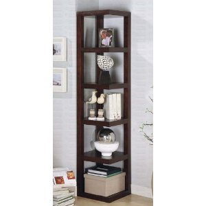 slim corner bookcase and shelf unit